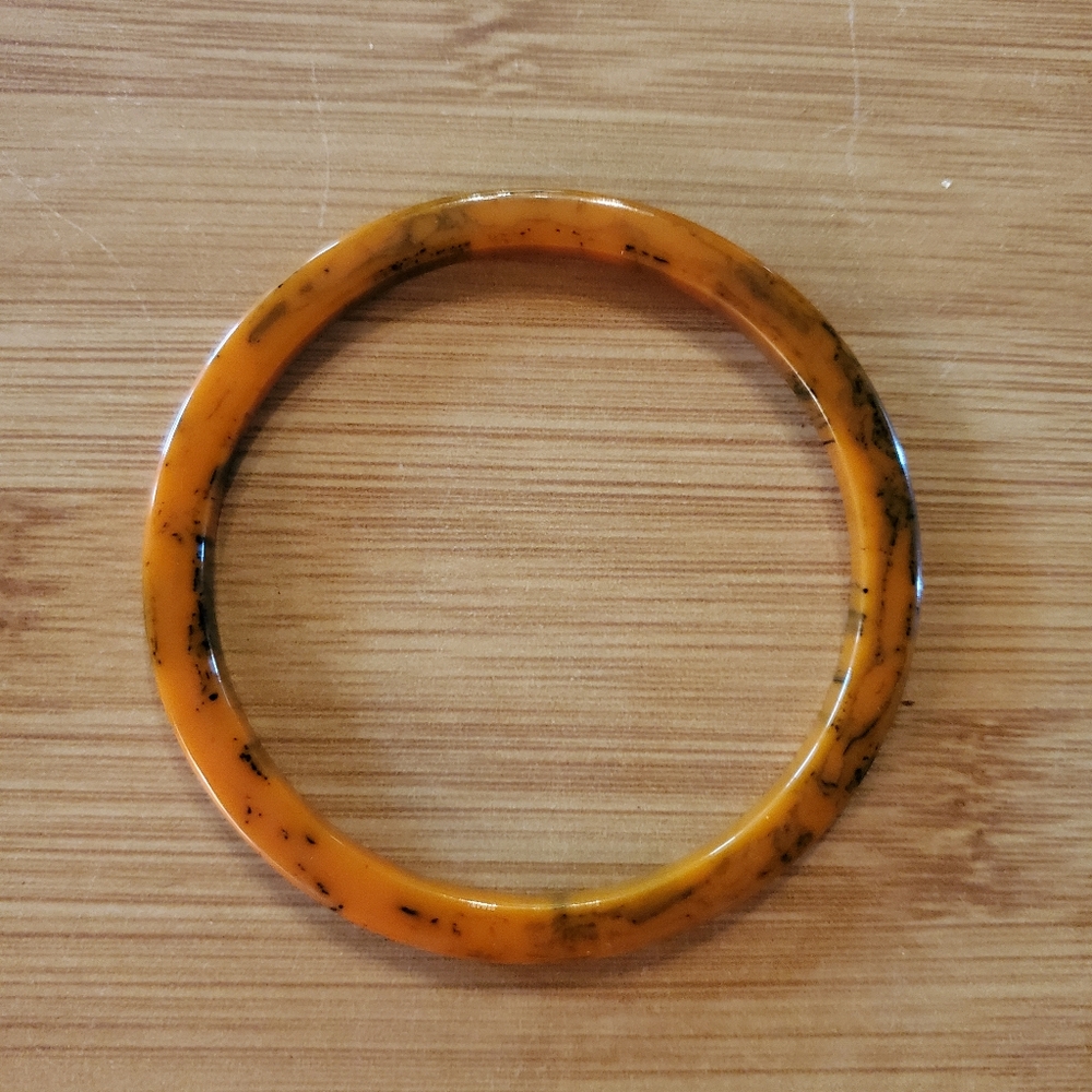 Vintage Orange Bakelite Bangle Bracelet
